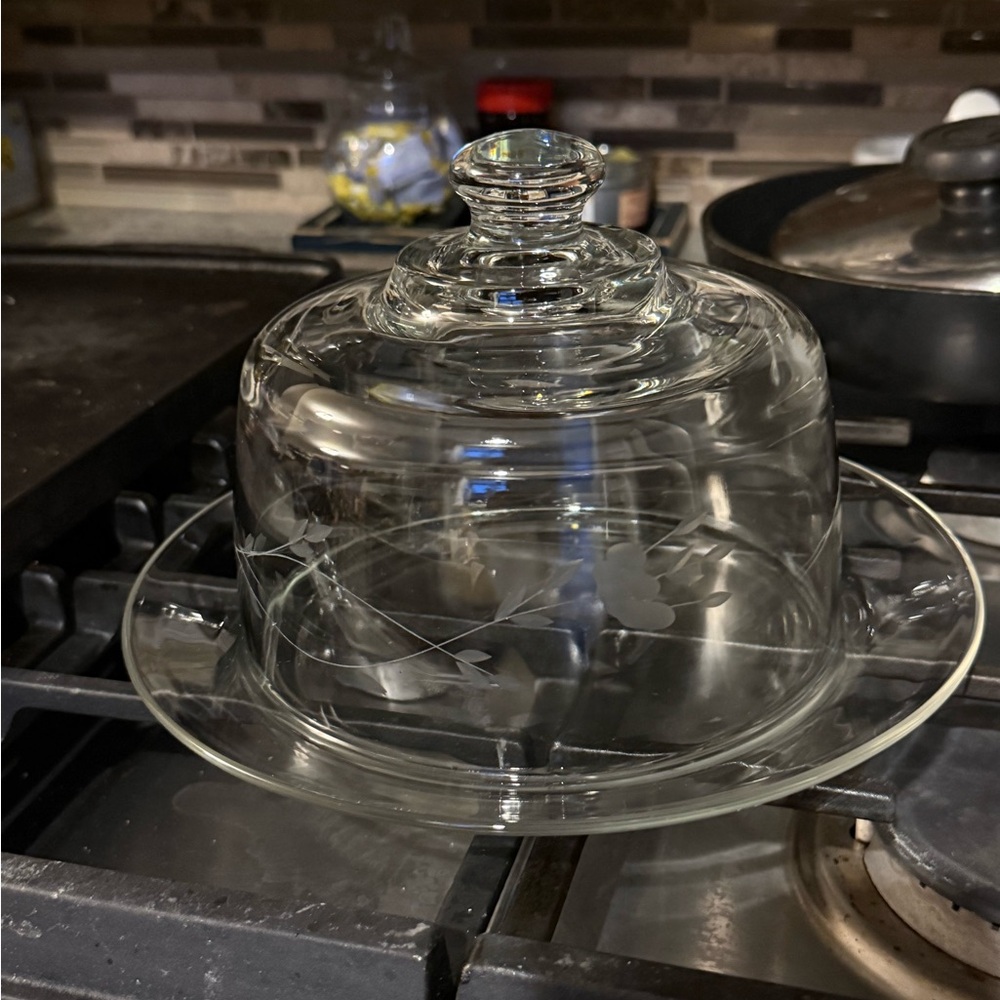 Princess House Elegant Clear Glass Butter Dish